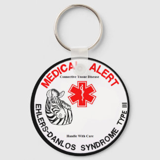 EDS typ 3 Medicinsk varning med Zebra Keychain Nyckelring