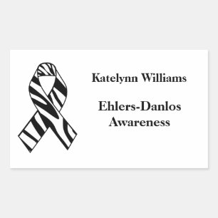 EDS Zebra Rand Awareness Ribbon Stickers Rektangulärt Klistermärke