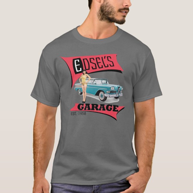 Edsels garage i rosor tee shirt (Framsida)