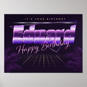 Eduard Namn Vorname lila retro Poster Geburtstag