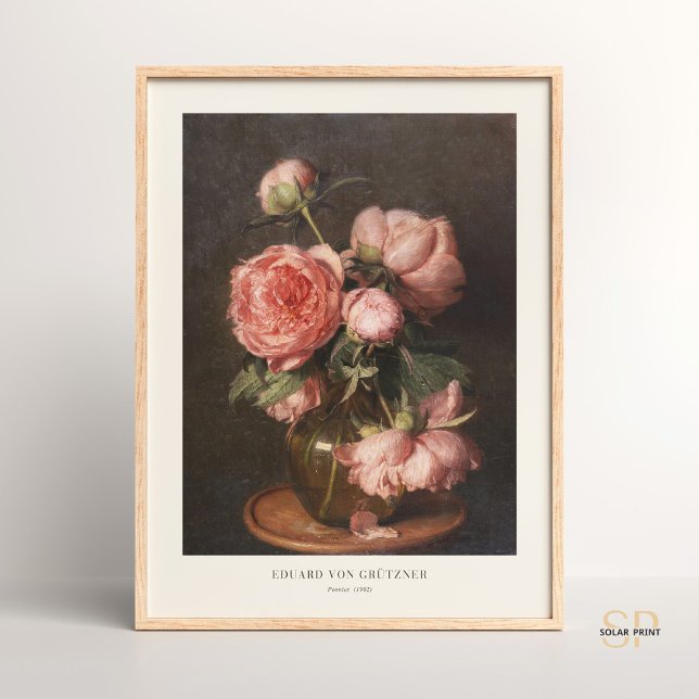 Eduard Von Grutzner Peonies still Life Rosa Flower Poster (Skapare uppladdad)