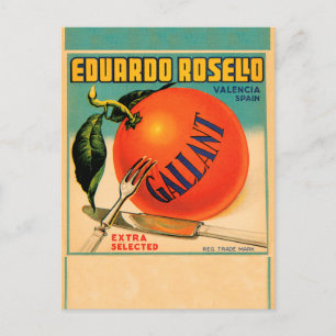 Eduardo Rosello Gallant, märkningen Fruit Låda Vykort