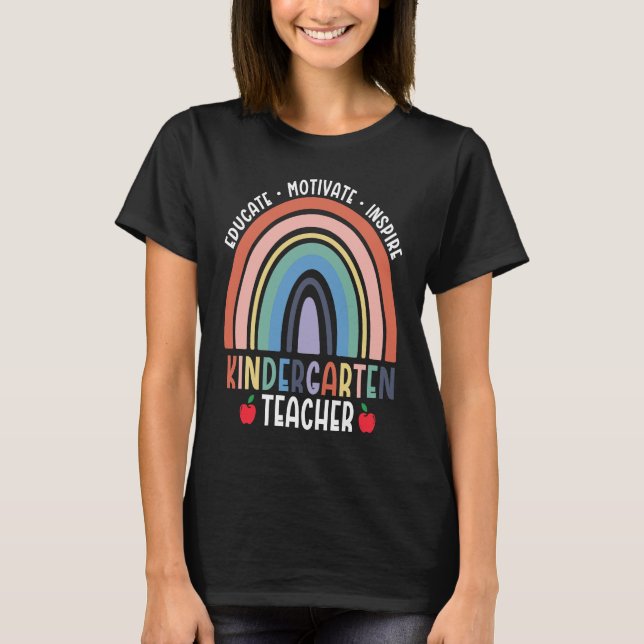 Educate Motivate Inspire Kindergarten Teacher Rain T Shirt (Framsida)