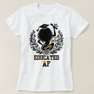 "Educated AF" Twerk Black/Gult Studenten T Shirt