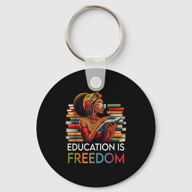 Education Is Dom Black Teacher Books Black History Nyckelring (Framsida)