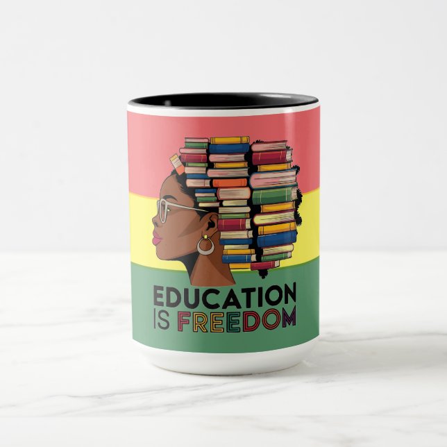 Education Is Freedom Afro Profile Design  Mugg (Center)