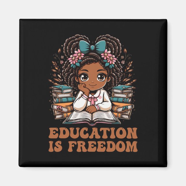 Education Is Freedom Book Reader Black History Mon Magnet (Framsidan)