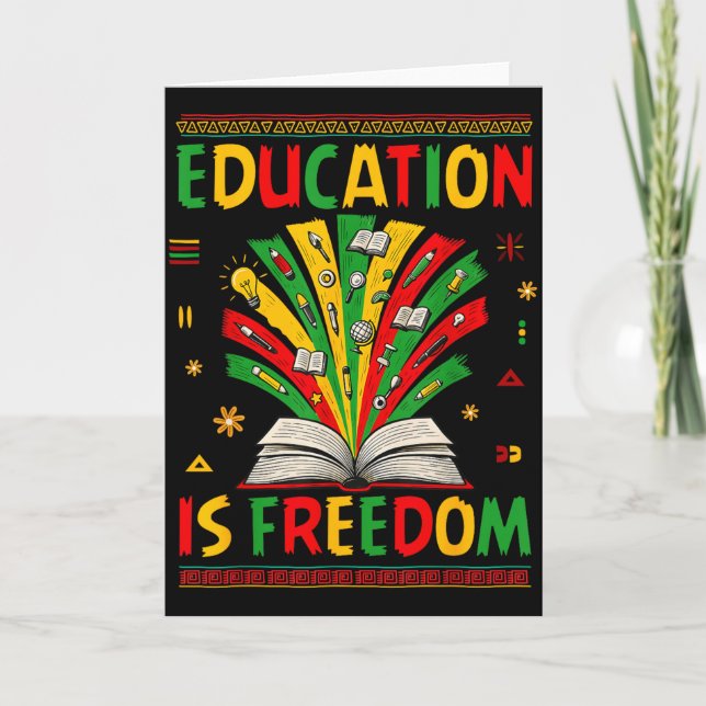 Education Is Freedom Books Lover Black History Mon Kort (Framsida)