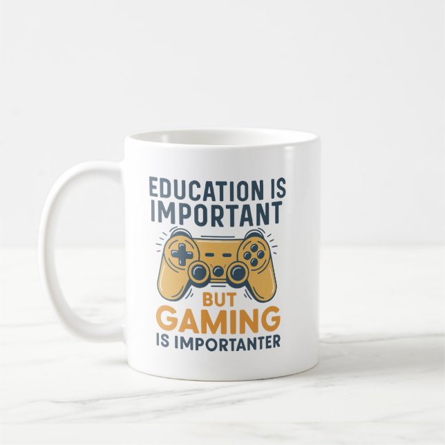 Education Is Important but Gaming Is Importanter Kaffemugg (Vänster)