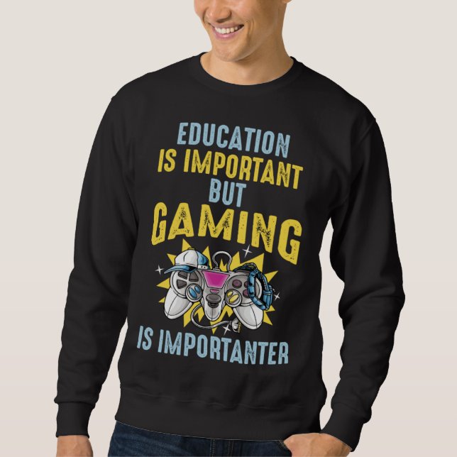 Education is Important But Gaming is Importanter   Lång Ärmad Tröja (Framsida)