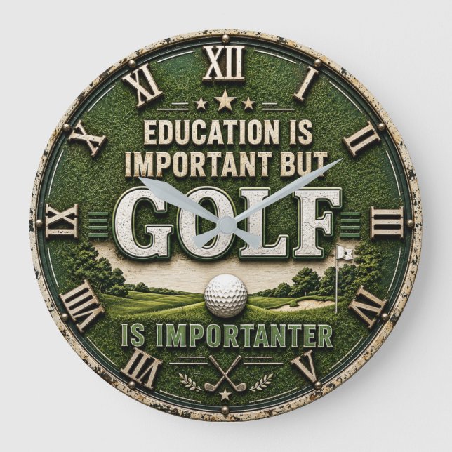 Education Is Important But Golf Is Importanter  Stor Klocka (Framsida)
