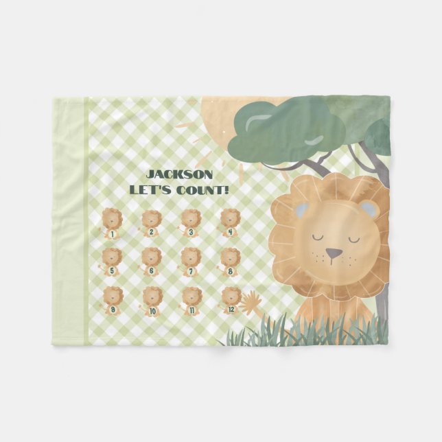 Education Låt oss Count Gingham Namn Boho Lejon Fleecefilt (Framsidan (Horisontell))