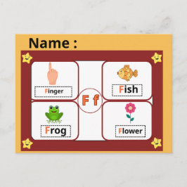  Educational Alphabet Letter F Flashcard for Kids  Vykort