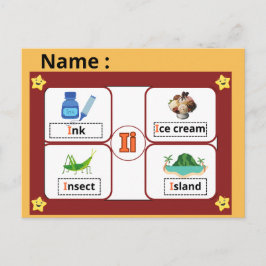 Educational Alphabet Letter I Flashcard for Kids  Vykort