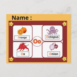 Educational Alphabet Letter O Flashcard for Kids  Vykort