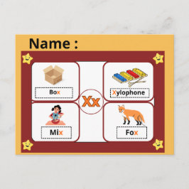 Educational Alphabet Letter X Flashcard for Kids  Vykort