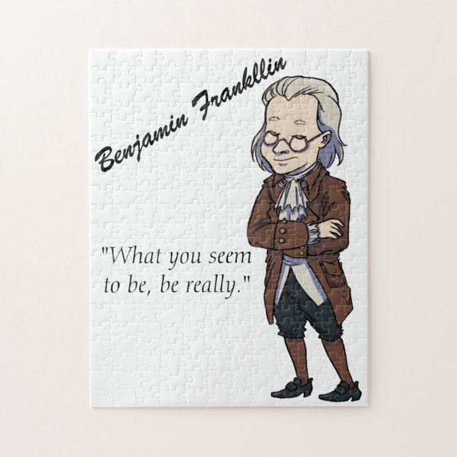Educational Benjamin Franklin Quote History Puzzle Pussel (Vertikal)