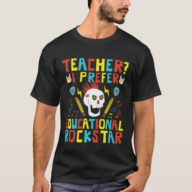 Educational Rockstar Music Teacher First Day of Sc T Shirt (Framsida)