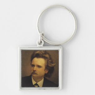 Edvard Hagerup Grieg Fyrkantig Silverfärgad Nyckelring