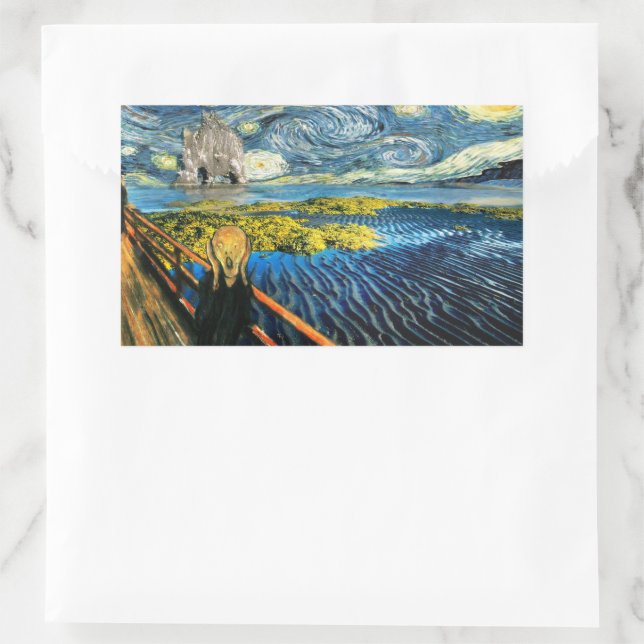 Edvard Meets Vincent Rektangulärt Klistermärke (Väska)