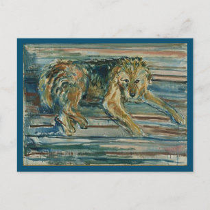 Edvard Munch, Airedale Terrier, målarfärg Vykort