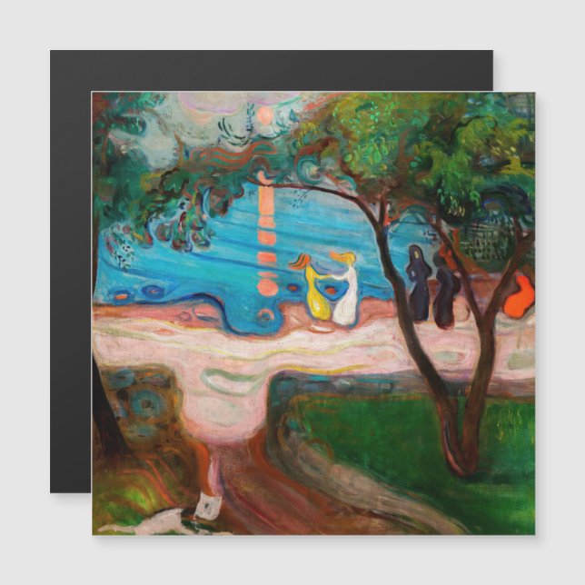 Edvard Munch - Dance on the Beach Magnetic Card (Fram/baksida)