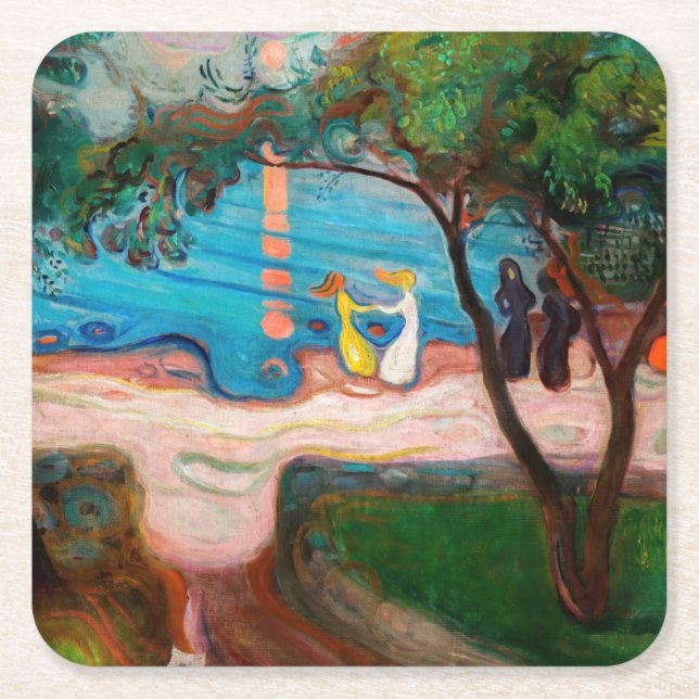 Edvard Munch - Dance on the Beach Underlägg Papper Kvadrat (Framsidan)