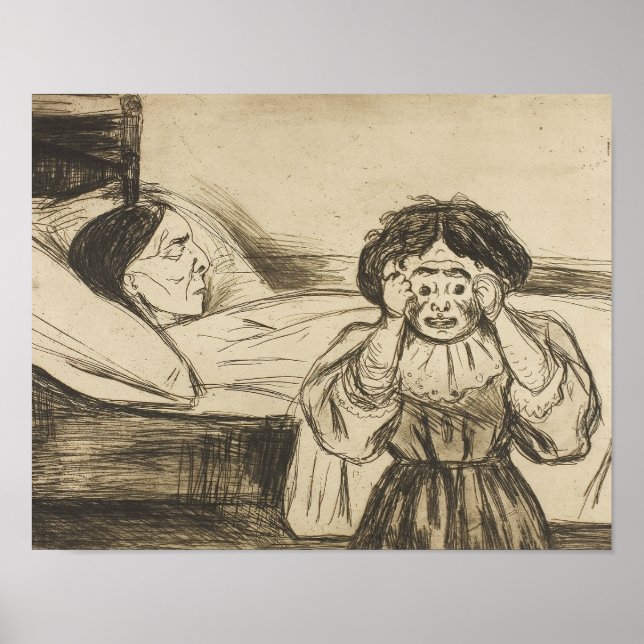 Edvard Munch - De döda Mor och hennes barn Poster (Framsidan)