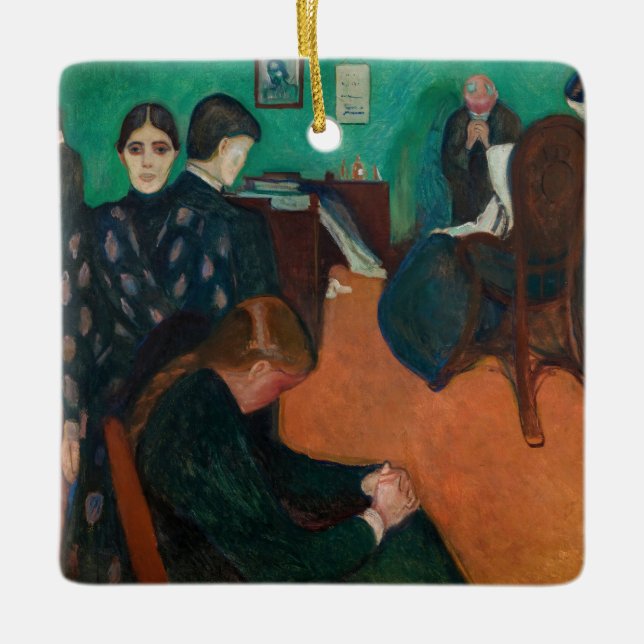 Edvard Munch - Död i Sickroom v1 Julgransprydnad Keramik (Framsida)