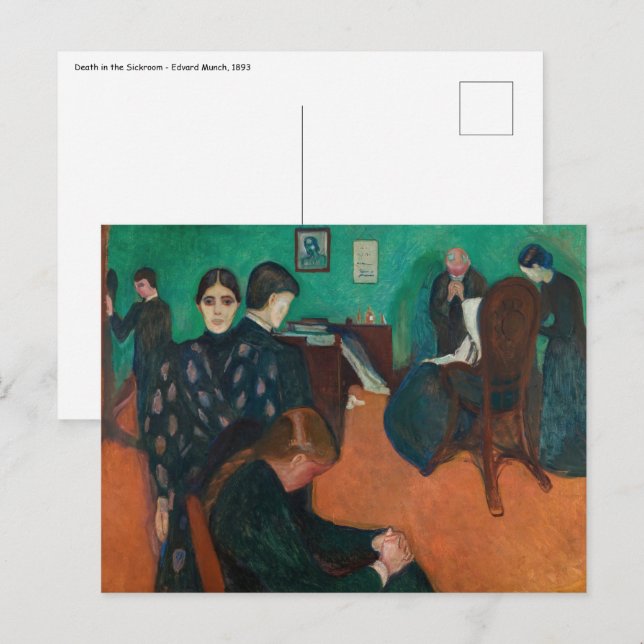 Edvard Munch - Död i Sickroom v1 Vykort (Fram/baksida)