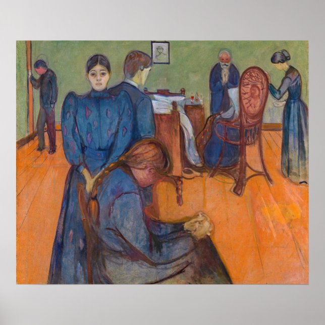Edvard Munch - Död i sjukrummet v2 Poster (Framsidan)
