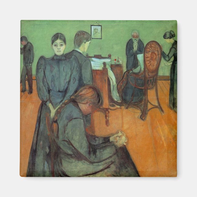 Edvard Munch - Dödsfall i Sickroom 1895 Magnet (Framsidan)