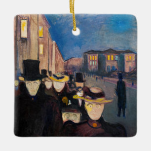 Edvard Munch - Evening på Karl Johan Street Julgransprydnad Keramik