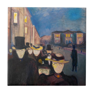 Edvard Munch - Evening på Karl Johan Street Kakelplatta