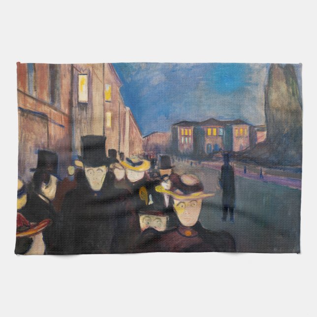 Edvard Munch - Evening på Karl Johan Street Kökshandduk (Horisontell)