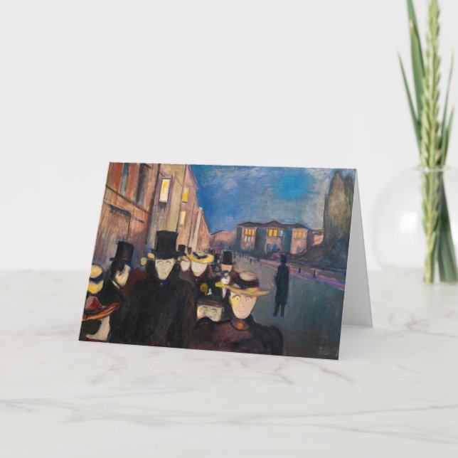 Edvard Munch - Evening på Karl Johan Street Kort (Framsida)