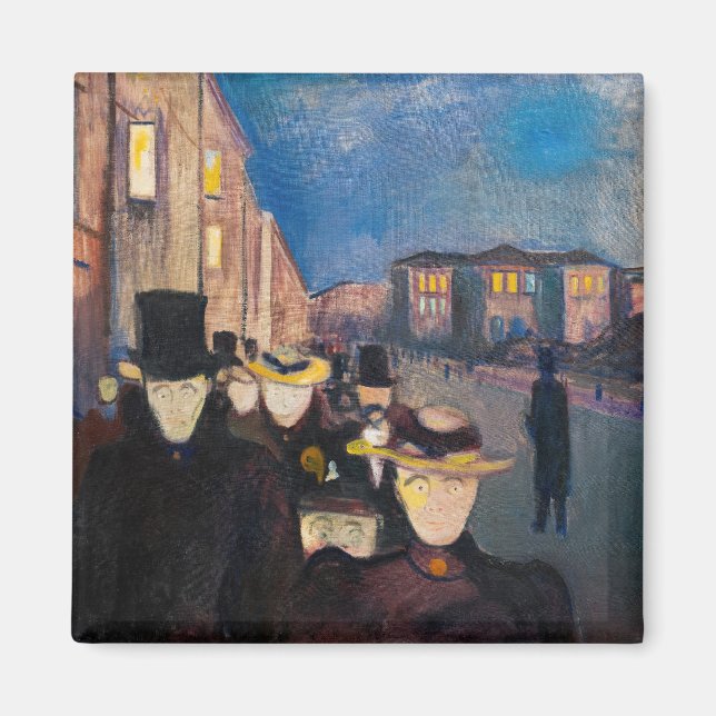 Edvard Munch - Evening på Karl Johan Street Magnet (Framsidan)