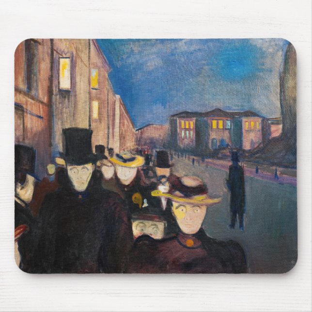 Edvard Munch - Evening på Karl Johan Street Musmatta (Framsidan)