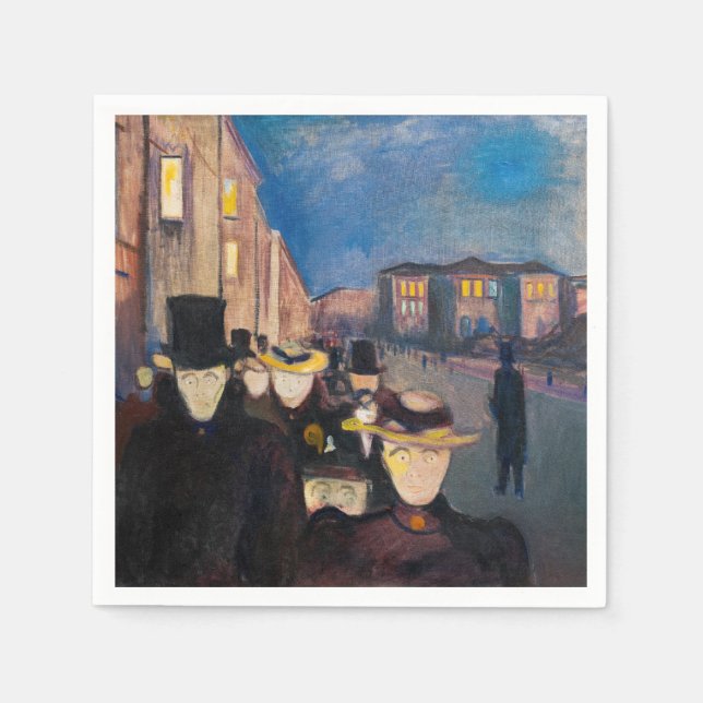 Edvard Munch - Evening på Karl Johan Street Pappersservett (Framsidan)