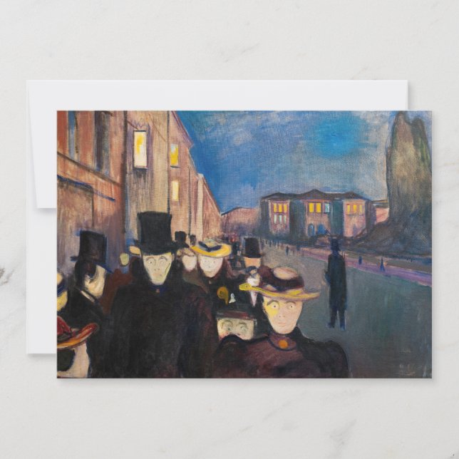 Edvard Munch - Evening på Karl Johan Street Tack Kort (Framsida)