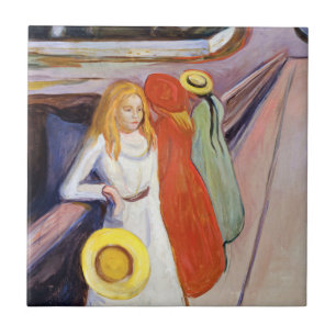 Edvard Munch - Flickorna på bron 1901 Kakelplatta