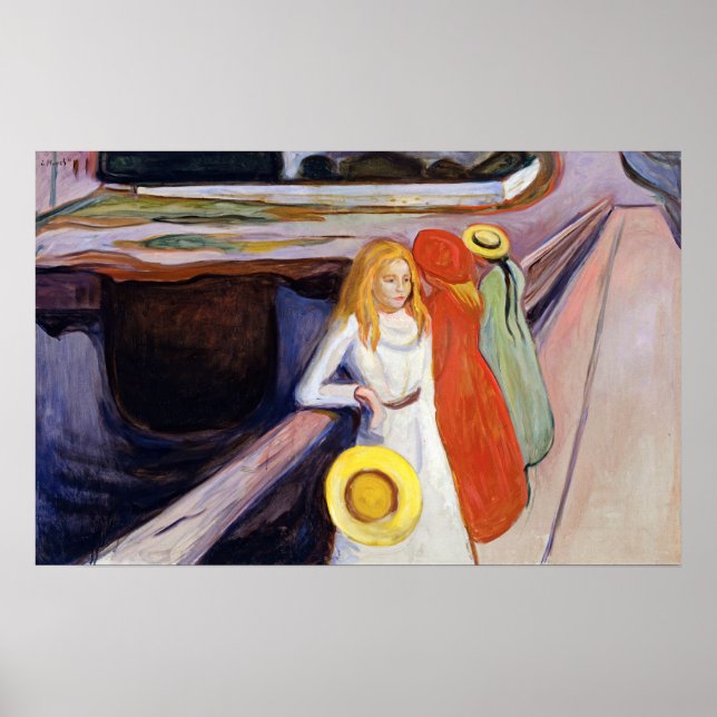 Edvard Munch - Flickorna på bron 1901 Poster (Framsidan)