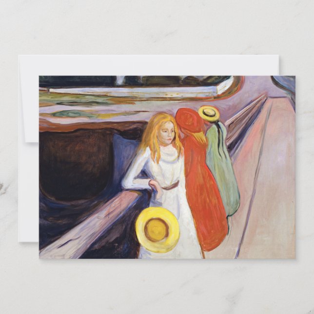 Edvard Munch - Flickorna på bron 1901 Tack Kort (Framsida)