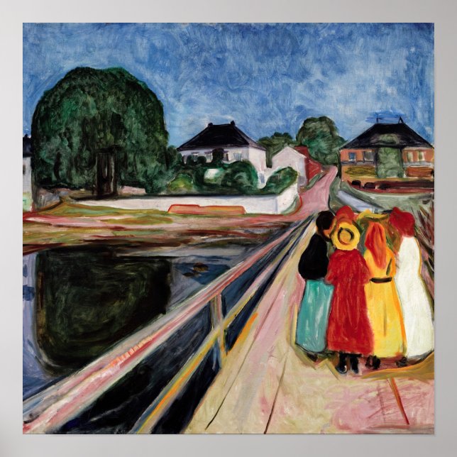Edvard Munch - Flickorna på bron 1902 Poster (Framsidan)