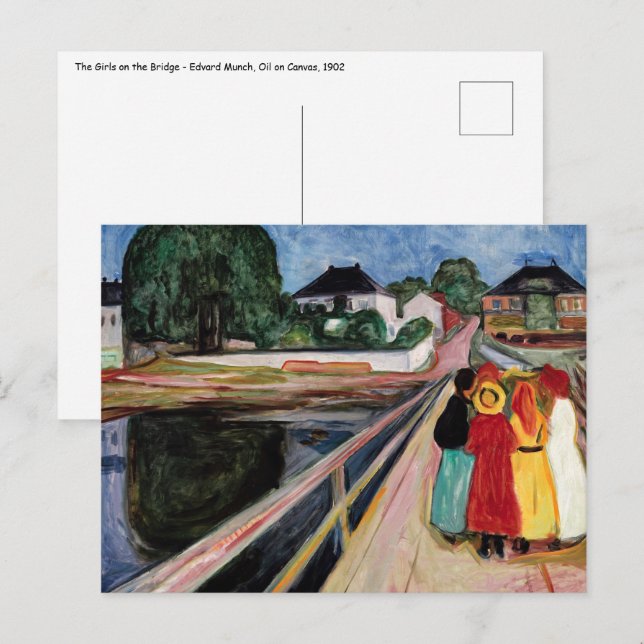 Edvard Munch - Flickorna på bron 1902 Vykort (Fram/baksida)