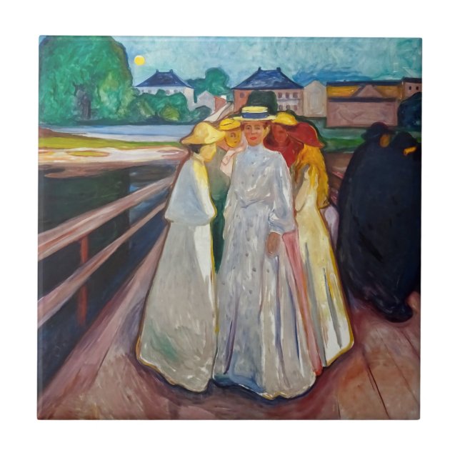 Edvard Munch - Flickorna på bron 1903 Kakelplatta (Framsidan)