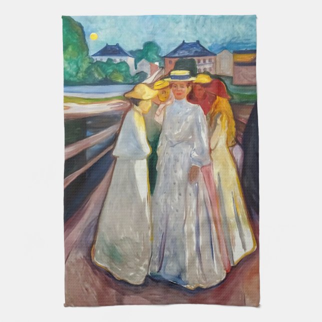 Edvard Munch - Flickorna på bron 1903 Kökshandduk (Vertikal)