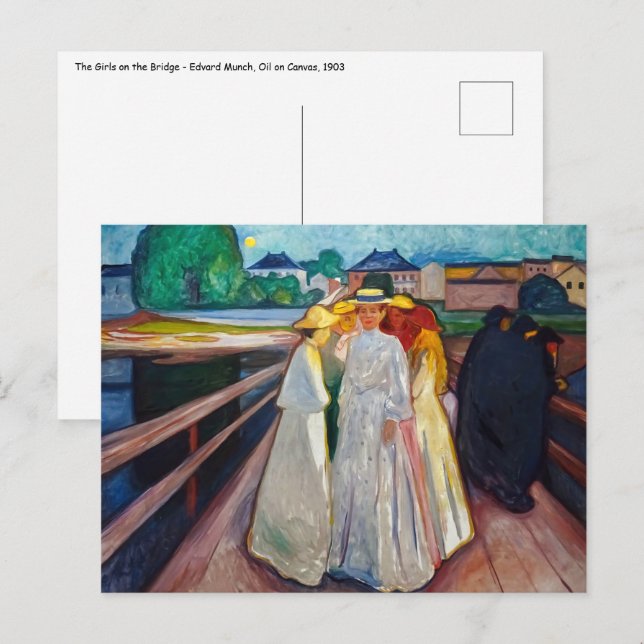 Edvard Munch - Flickorna på bron 1903 Vykort (Fram/baksida)