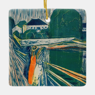Edvard Munch - Flickorna på bron, Litograf Julgransprydnad Keramik