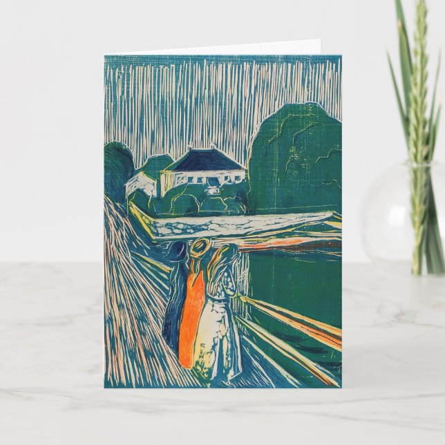 Edvard Munch - Flickorna på bron, Litograf Kort (Framsida)